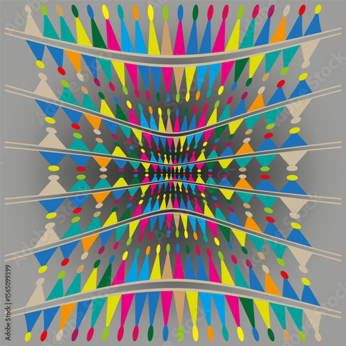 Abstract color explosion. Fractal burst pattern. Vibrant geometric shapes. Vector psychedelic art.