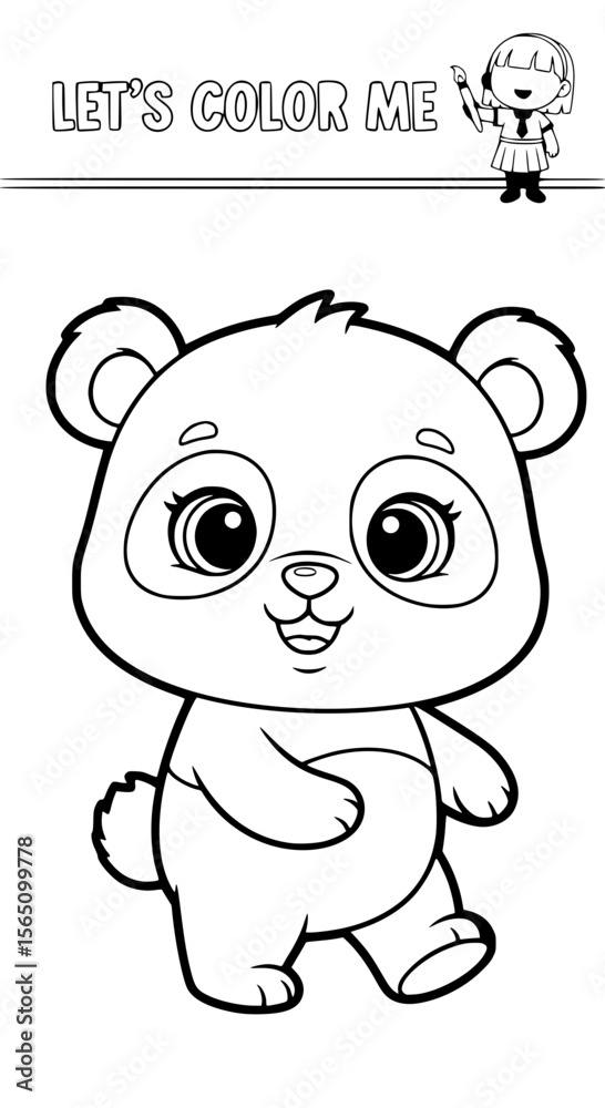 Naklejka premium Children coloring pictures of a panda