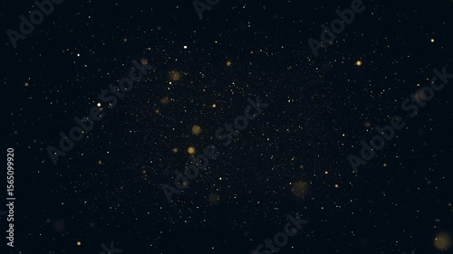 Gold Particles Floating In Fluid Space/ Animation of an abstract background with floating particles inside fluid space in slow motion mode with ambient occlusion and depth of field blur