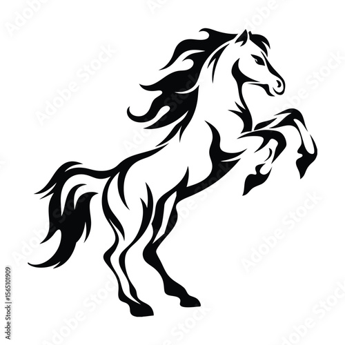 Black Horse Silhouette Vector Illustration of a Running Stallion in Artistic Design