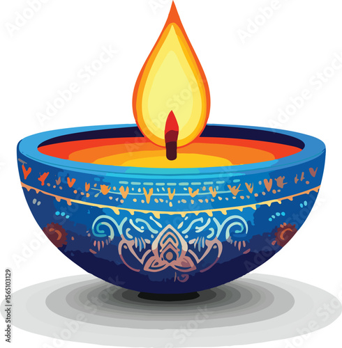 burning candle on a blue background