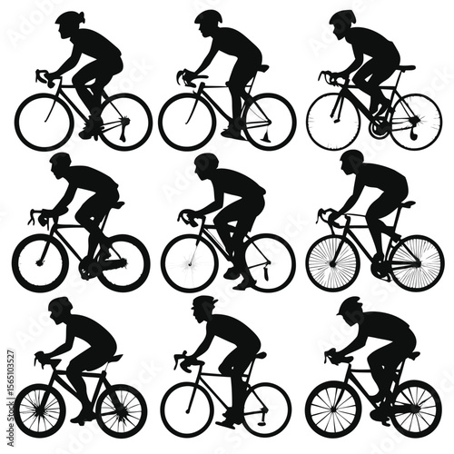 Silhouette Collection Cyclists in Action – Road Bike Riders