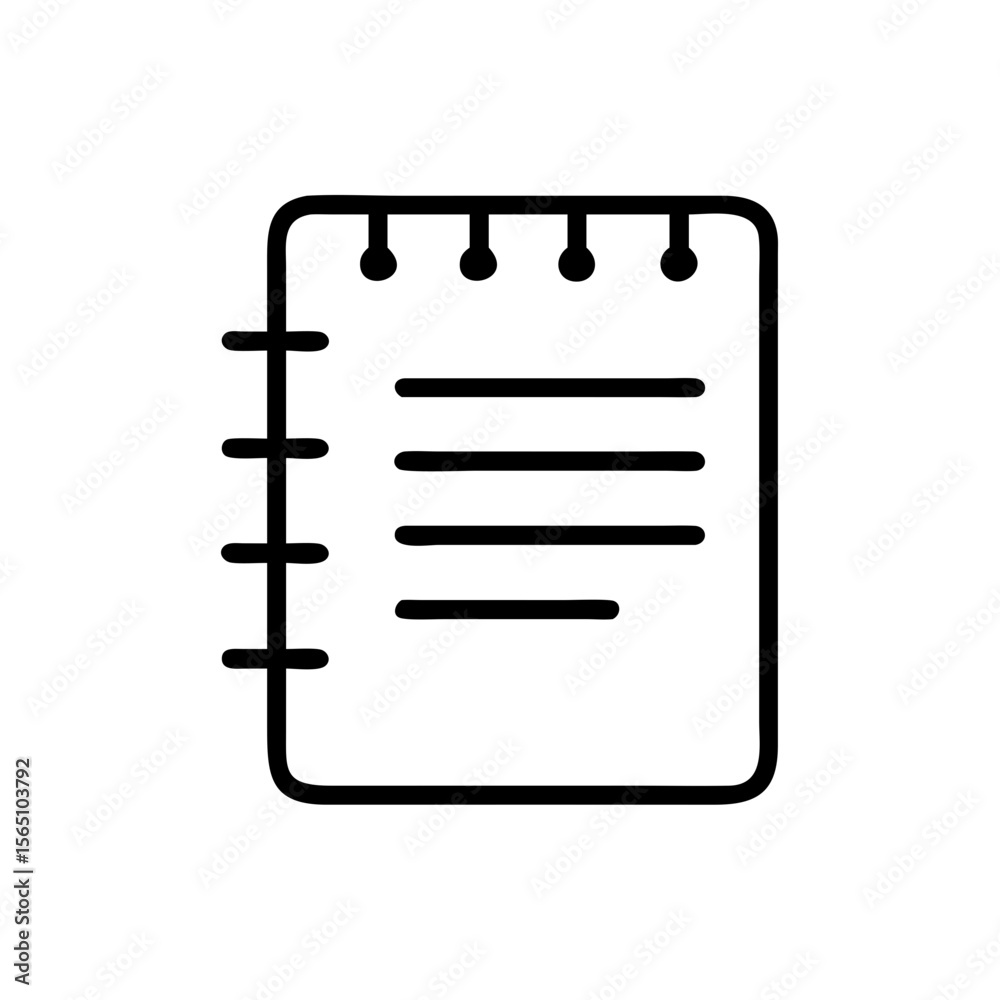 Outline icon of notepad or notes, symbol of writing, planning, and information recording Outline icon of notepad or notes, symbol of writing, planning, and information recording