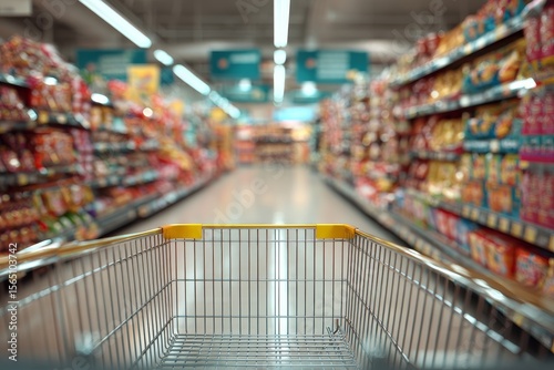 Wallpaper Mural First-Person View of Shopping Cart in Bright Supermarket Aisle Torontodigital.ca