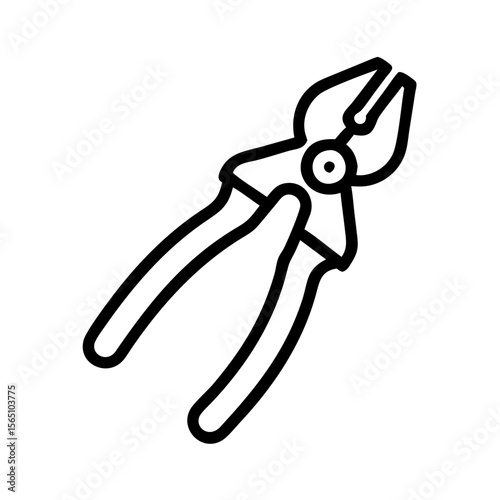 Outline vector icon of pliers tool, symbol of construction, repair and manual work