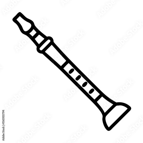 Outline icon of oboe wind instrument, symbol of classical music, performance and orchestral sound