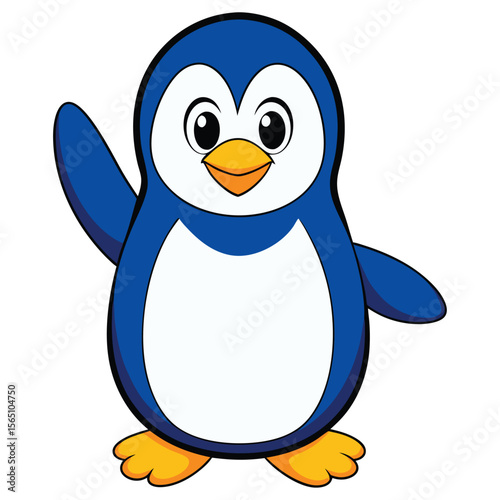 Cartoon penguin waving hello