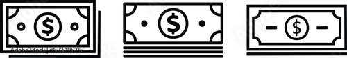 Vector stacks of stylized dollar bills in black and white