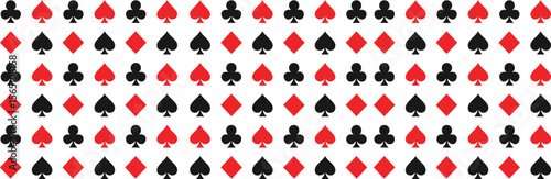 Playing card suits in red and black on white background