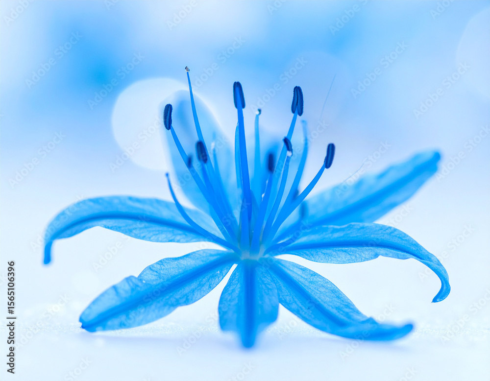 Naklejka premium Fallen Grace: A Blue Spider Lily Resting in Soft Light