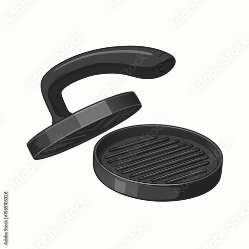 Burger and patty press with ridged surface