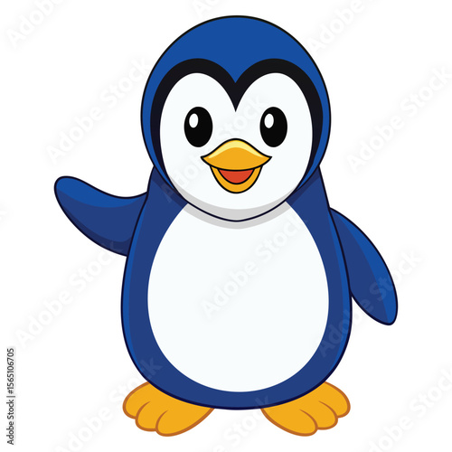 Cartoon penguin waving hello