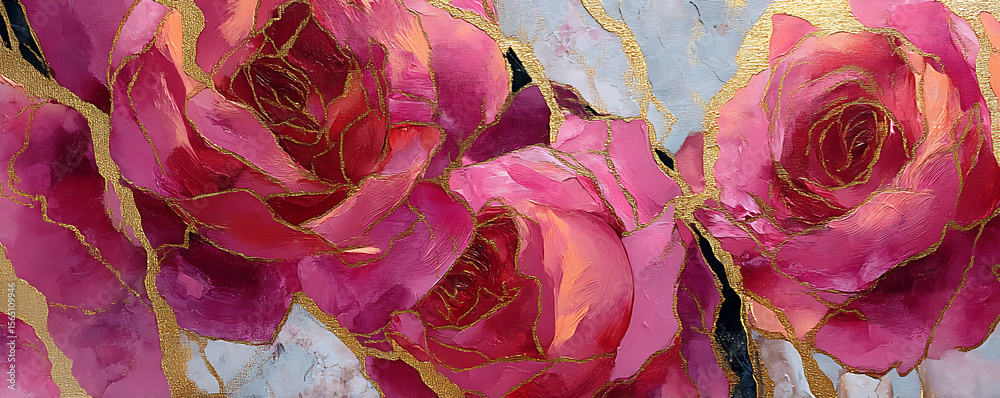 Obraz premium Vibrant Pink Roses A Close-Up Floral Masterpiece
