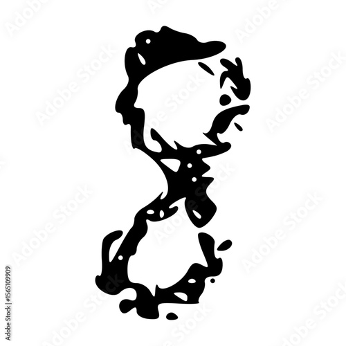 Grunge numbers 1,2 with rough brush texture acrylic. Hand-painted spray ink effect, doodle calligraphy font. Flat illustration isolated on white.