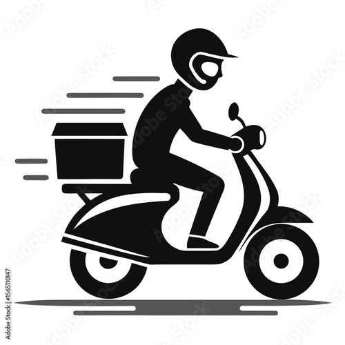 Fast Delivery Service Scooter Rider Icon