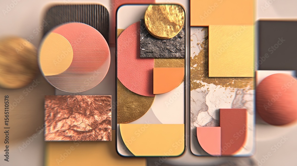 Fototapeta premium Modern Abstract Composition with Geometric Shapes and Earth Tone Color Palette