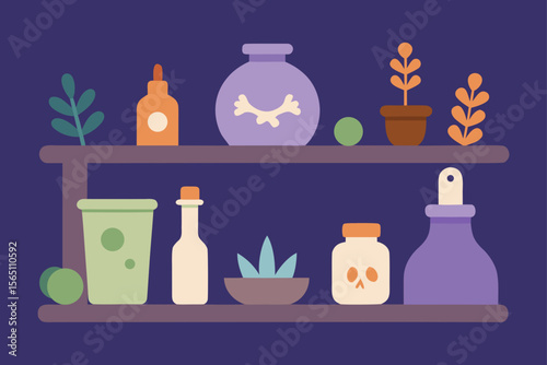 set of different bottles