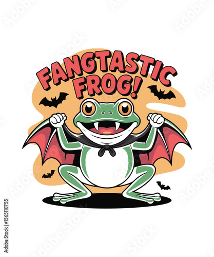 Fangtastic Frog! Halloween Frog with Bat Wings Design for Halloween and frog lover. 