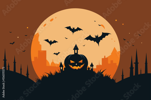 halloween background with pumpkins
