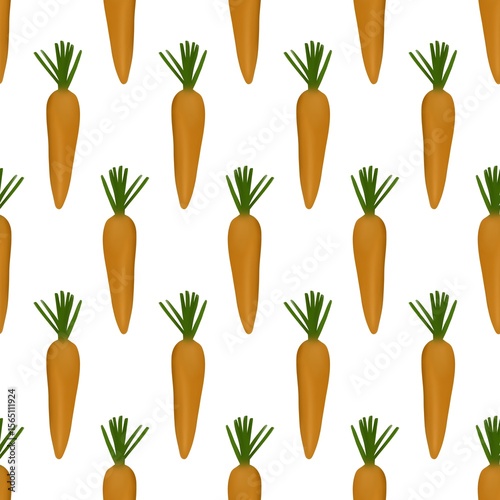 Seamless pattern with orange carrots on a white background