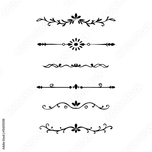 Wedding decorative elements. Divider ornament, borders, vintage line separators. Hand drawn vector illustration isolated on white background.gold ornament decorate frame border pattern Thai art
