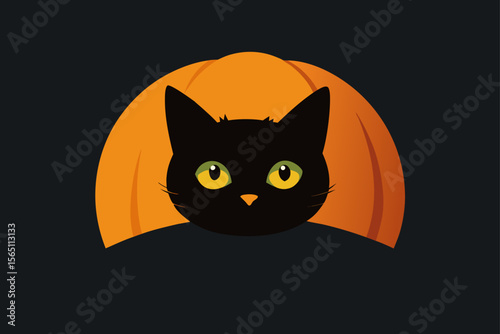 halloween cat with pumpkin