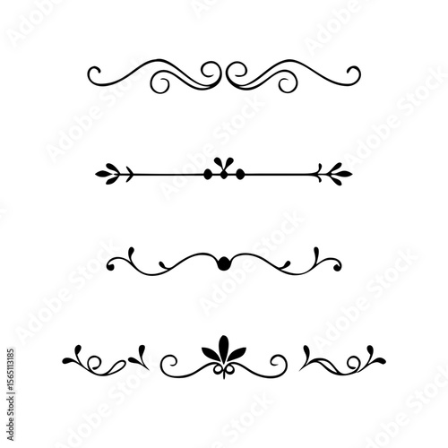 Wedding decorative elements. Divider ornament, borders, vintage line separators. Hand drawn vector illustration isolated on white background.gold ornament decorate frame border pattern Thai art
