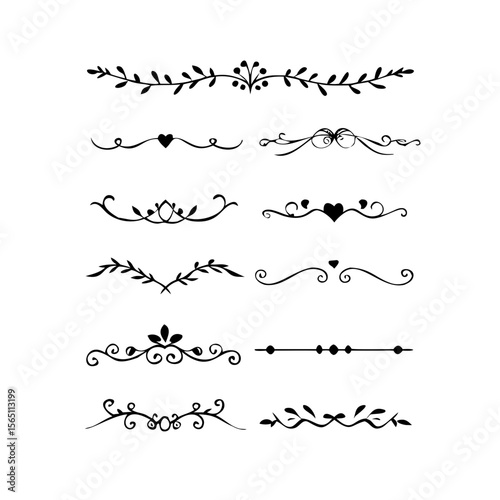 Wedding decorative elements. Divider ornament, borders, vintage line separators. Hand drawn vector illustration isolated on white background.gold ornament decorate frame border pattern Thai art
