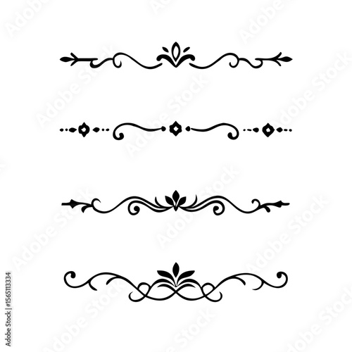 Wedding decorative elements. Divider ornament, borders, vintage line separators. Hand drawn vector illustration isolated on white background.gold ornament decorate frame border pattern Thai art

