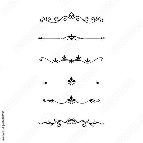Wedding decorative elements. Divider ornament, borders, vintage line separators. Hand drawn vector illustration isolated on white background.gold ornament decorate frame border pattern Thai art
