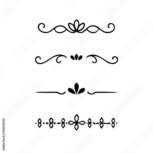 Wedding decorative elements. Divider ornament, borders, vintage line separators. Hand drawn vector illustration isolated on white background.gold ornament decorate frame border pattern Thai art
