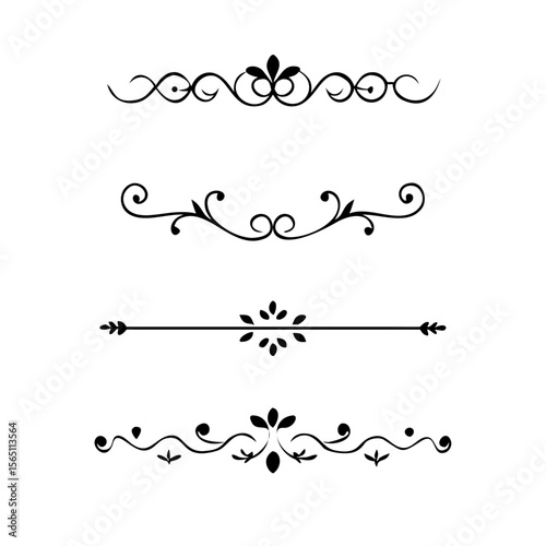 Wedding decorative elements. Divider ornament, borders, vintage line separators. Hand drawn vector illustration isolated on white background.gold ornament decorate frame border pattern Thai art
