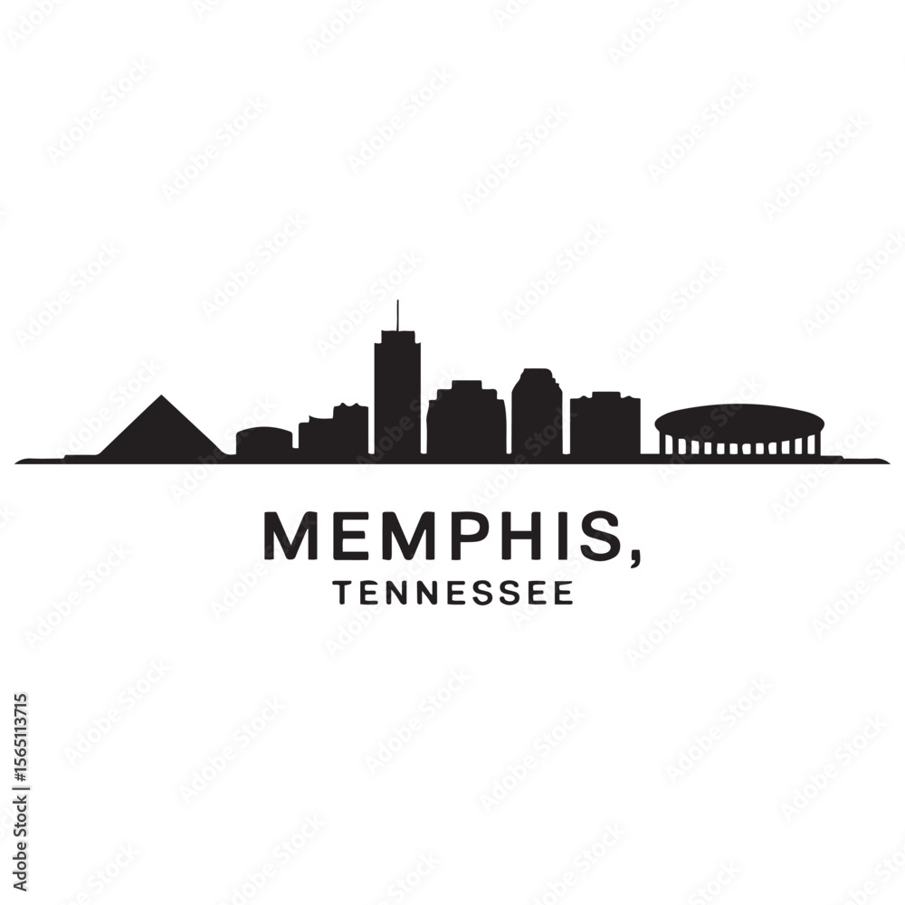 Obraz premium Memphis skyline horizontal banner. Memphis, Tennessee. Vector template for your design. Vector black silhouette. with white background