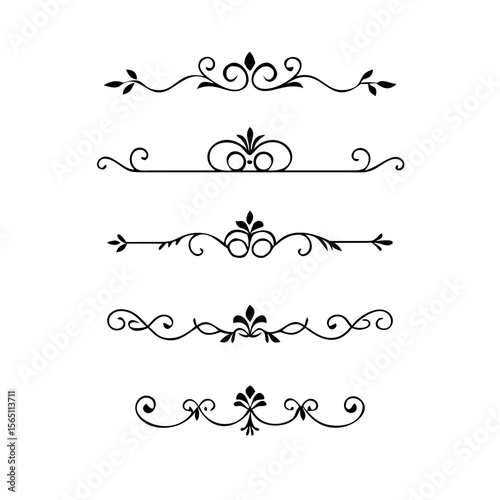 Wedding decorative elements. Divider ornament, borders, vintage line separators. Hand drawn vector illustration isolated on white background.gold ornament decorate frame border pattern Thai art
