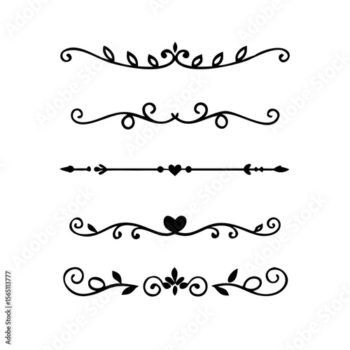 Wedding decorative elements. Divider ornament, borders, vintage line separators. Hand drawn vector illustration isolated on white background.gold ornament decorate frame border pattern Thai art
