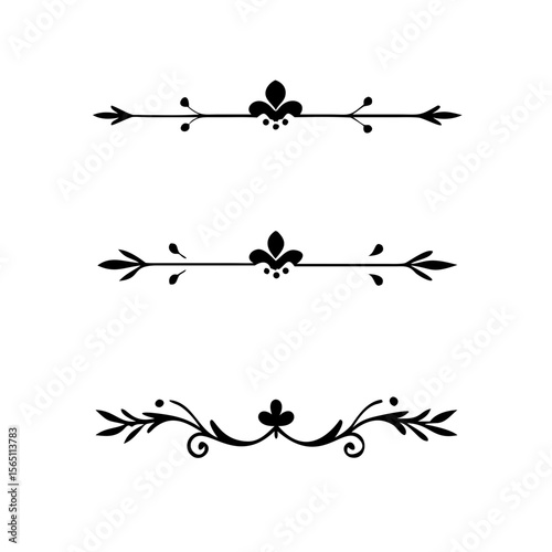 Wedding decorative elements. Divider ornament, borders, vintage line separators. Hand drawn vector illustration isolated on white background.gold ornament decorate frame border pattern Thai art
