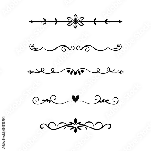 Wedding decorative elements. Divider ornament, borders, vintage line separators. Hand drawn vector illustration isolated on white background.gold ornament decorate frame border pattern Thai art
