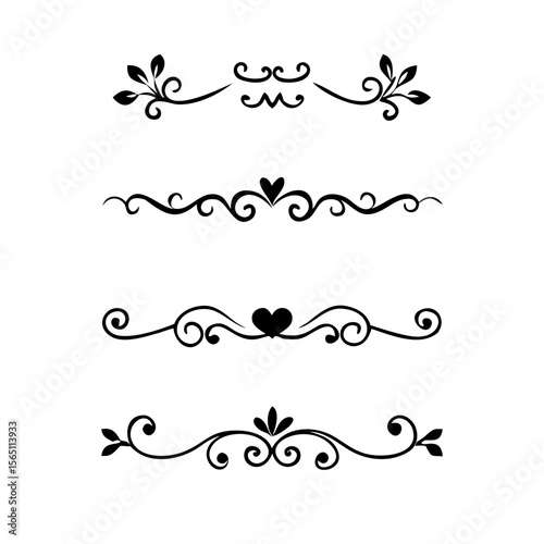 Wedding decorative elements. Divider ornament, borders, vintage line separators. Hand drawn vector illustration isolated on white background.gold ornament decorate frame border pattern Thai art
