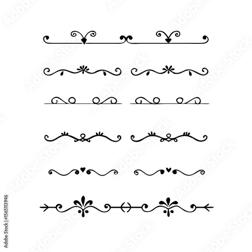 Wedding decorative elements. Divider ornament, borders, vintage line separators. Hand drawn vector illustration isolated on white background.gold ornament decorate frame border pattern Thai art
