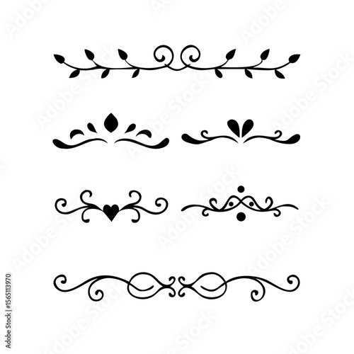 Wedding decorative elements. Divider ornament, borders, vintage line separators. Hand drawn vector illustration isolated on white background.gold ornament decorate frame border pattern Thai art
