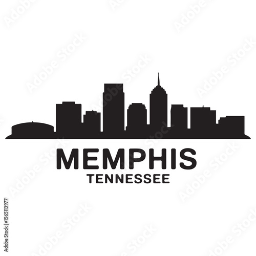 Memphis skyline horizontal banner. Memphis, Tennessee. Vector template for your design. Vector black silhouette. with white background