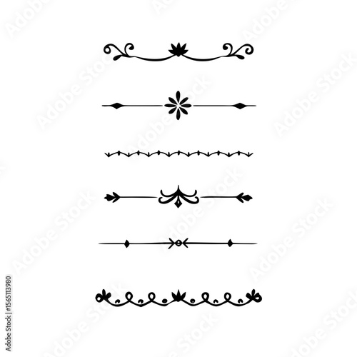 Wedding decorative elements. Divider ornament, borders, vintage line separators. Hand drawn vector illustration isolated on white background.gold ornament decorate frame border pattern Thai art
