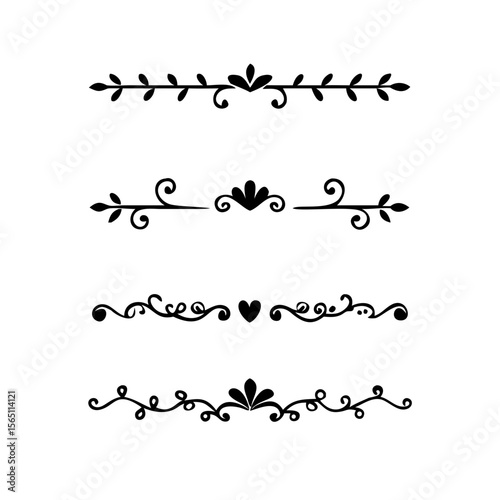 Wedding decorative elements. Divider ornament, borders, vintage line separators. Hand drawn vector illustration isolated on white background.gold ornament decorate frame border pattern Thai art
