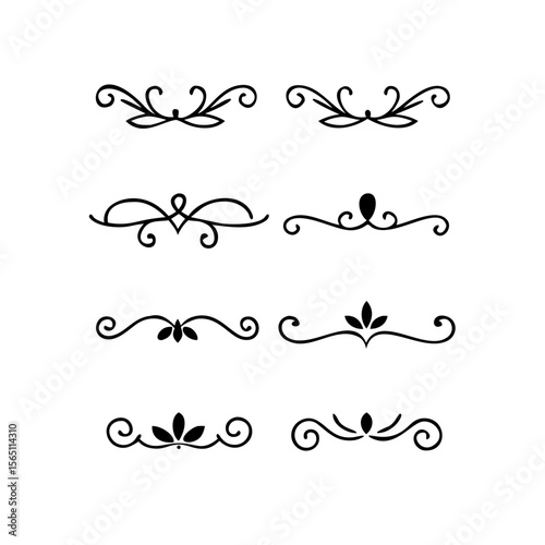 Wedding decorative elements. Divider ornament, borders, vintage line separators. Hand drawn vector illustration isolated on white background.gold ornament decorate frame border pattern Thai art
