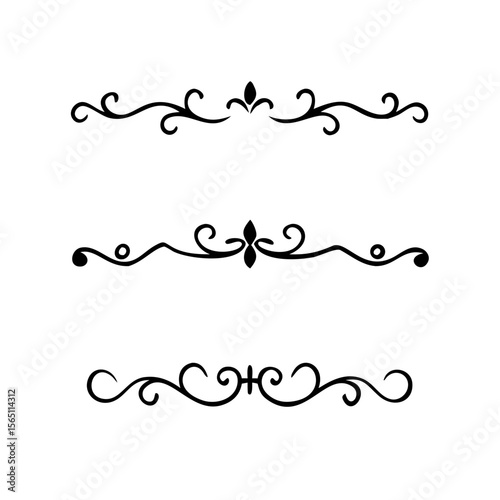 Wedding decorative elements. Divider ornament, borders, vintage line separators. Hand drawn vector illustration isolated on white background.gold ornament decorate frame border pattern Thai art
