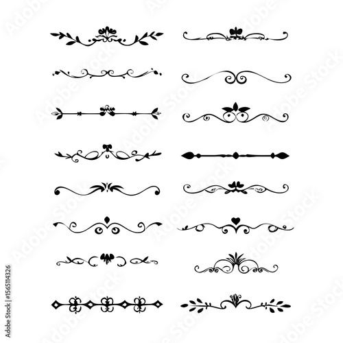 Wedding decorative elements. Divider ornament, borders, vintage line separators. Hand drawn vector illustration isolated on white background.gold ornament decorate frame border pattern Thai art
