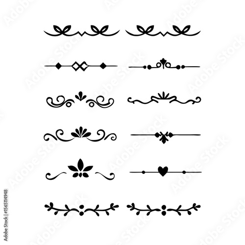 Wedding decorative elements. Divider ornament, borders, vintage line separators. Hand drawn vector illustration isolated on white background.gold ornament decorate frame border pattern Thai art
