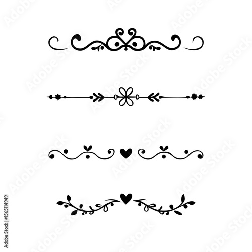 Wedding decorative elements. Divider ornament, borders, vintage line separators. Hand drawn vector illustration isolated on white background.gold ornament decorate frame border pattern Thai art
