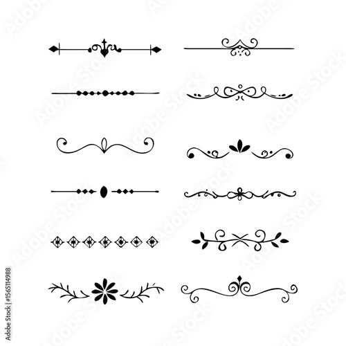 Wedding decorative elements. Divider ornament, borders, vintage line separators. Hand drawn vector illustration isolated on white background.gold ornament decorate frame border pattern Thai art
