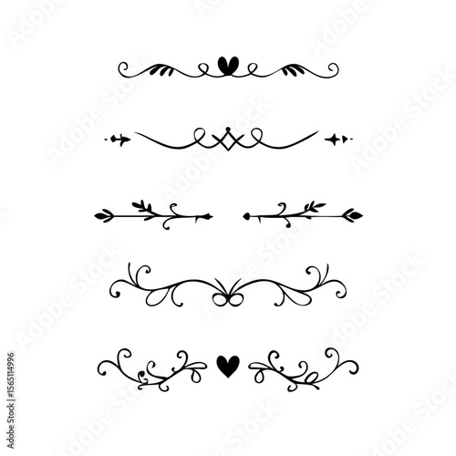 Wedding decorative elements. Divider ornament, borders, vintage line separators. Hand drawn vector illustration isolated on white background.gold ornament decorate frame border pattern Thai art
